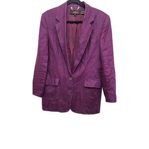 Classiques for Nordstrom Women's S Purple 100% Linen Blazer Jacket Two-Button